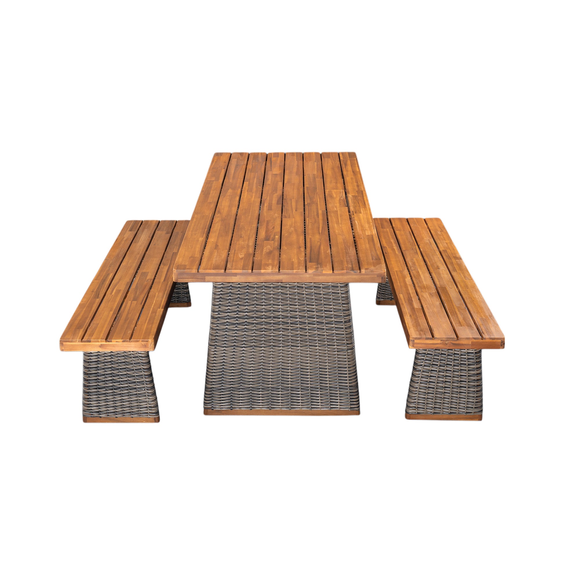 3 Piece Acacia Wood Patio Dining Set - Grey, Teak
