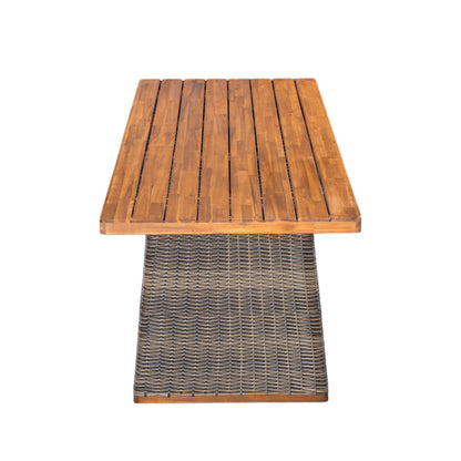 Grey Acacia Wood Outdoor Dining Set with Wicker Legs for Garden