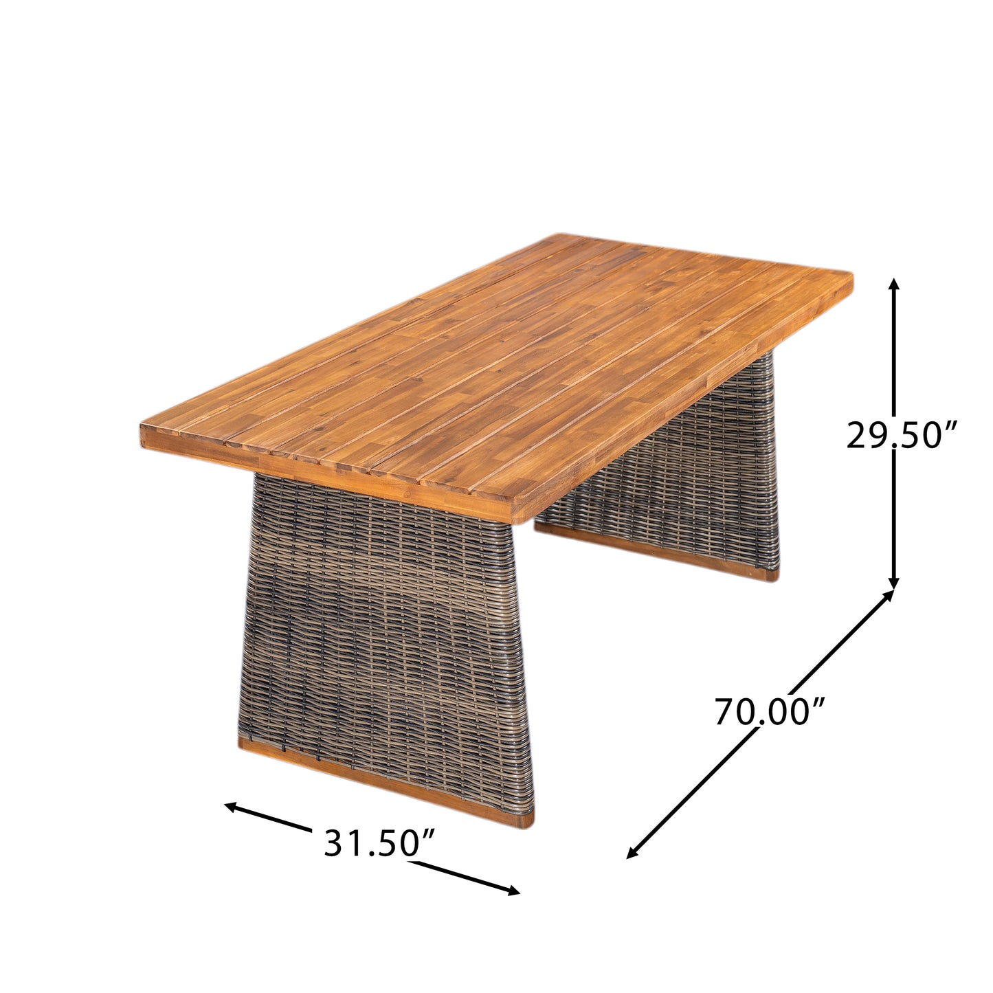 Grey Acacia Wood Outdoor Dining Set with Wicker Legs for Garden