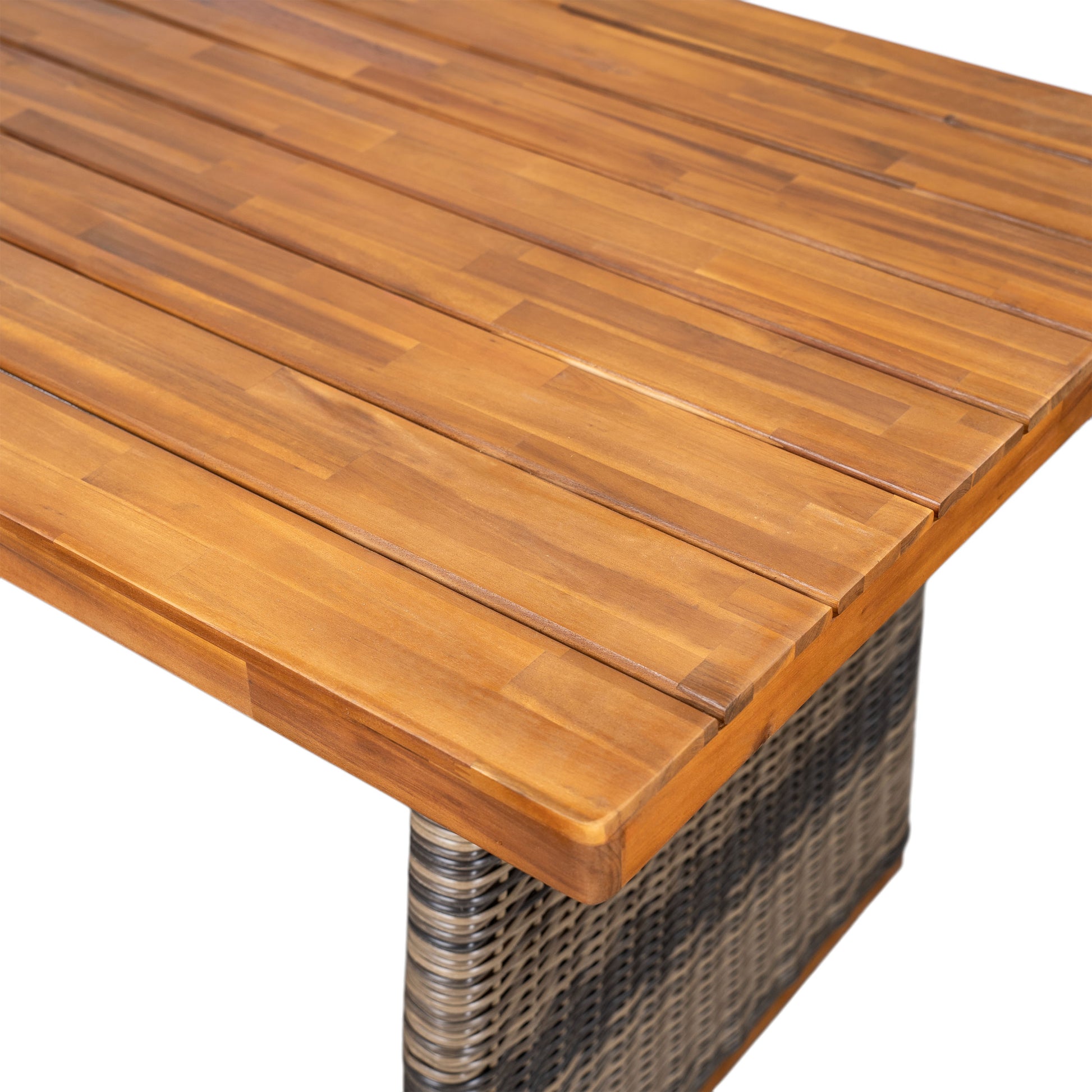 Grey Acacia Wood Outdoor Dining Set with Wicker Legs for Garden