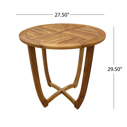 3-Piece Acacia Wood Bistro Set - Patio Table & Chairs with Cushions