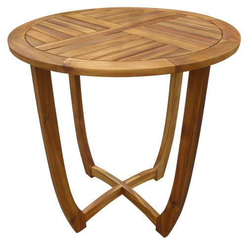 3-Piece Acacia Wood Bistro Set - Patio Table & Chairs with Cushions