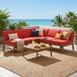 GRENADA 5 SEATER ACACIA WOOD SECTIONAL ARMLESS SOFA SET, TEAK+RED