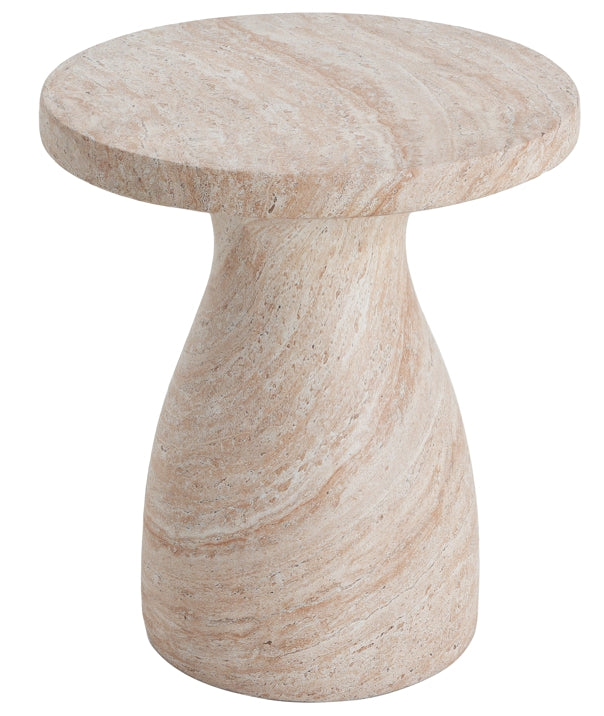 Beige Concrete Side Table - Outdoor Patio Table