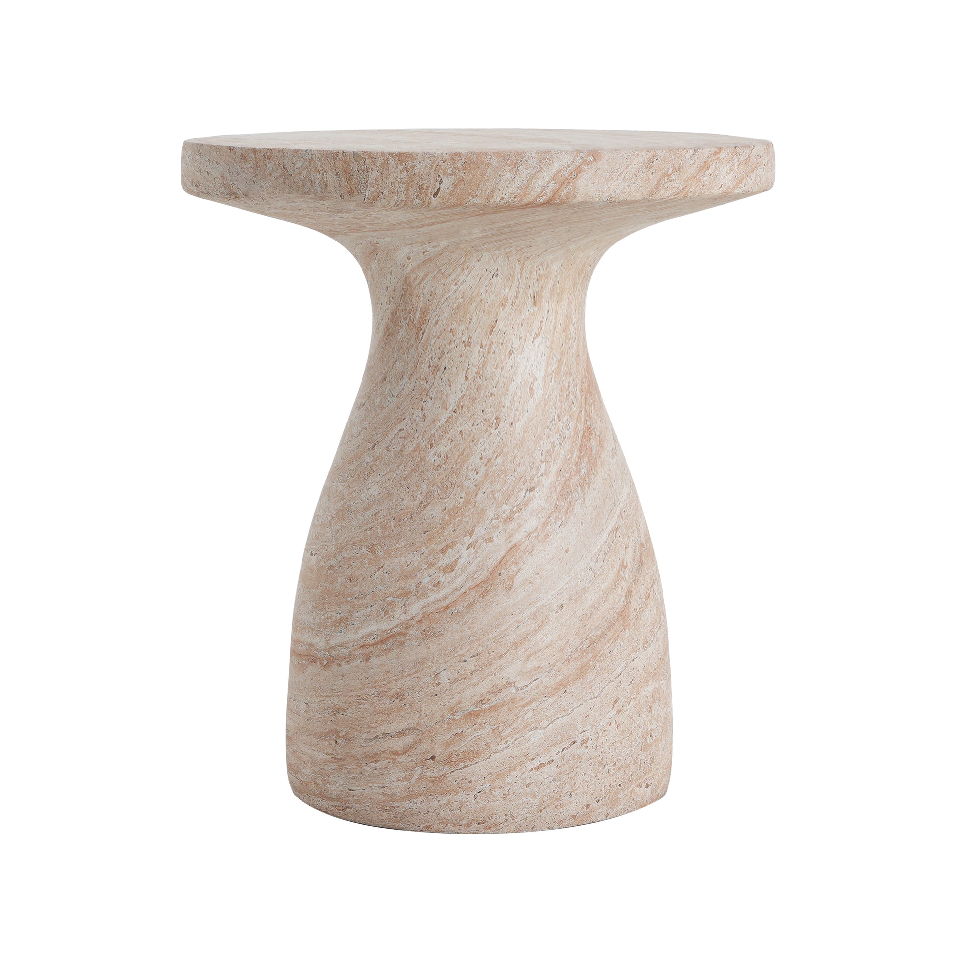Beige Concrete Side Table - Outdoor Patio Table