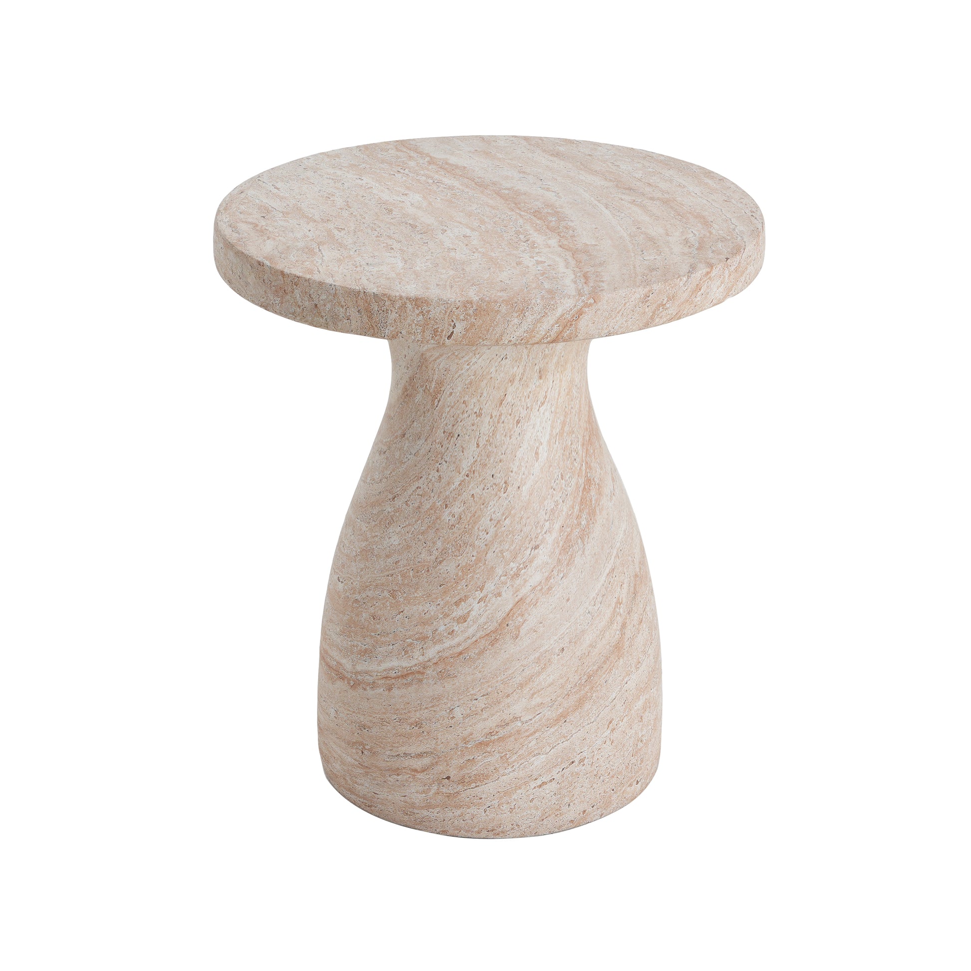 Beige Concrete Side Table - Outdoor Patio Table