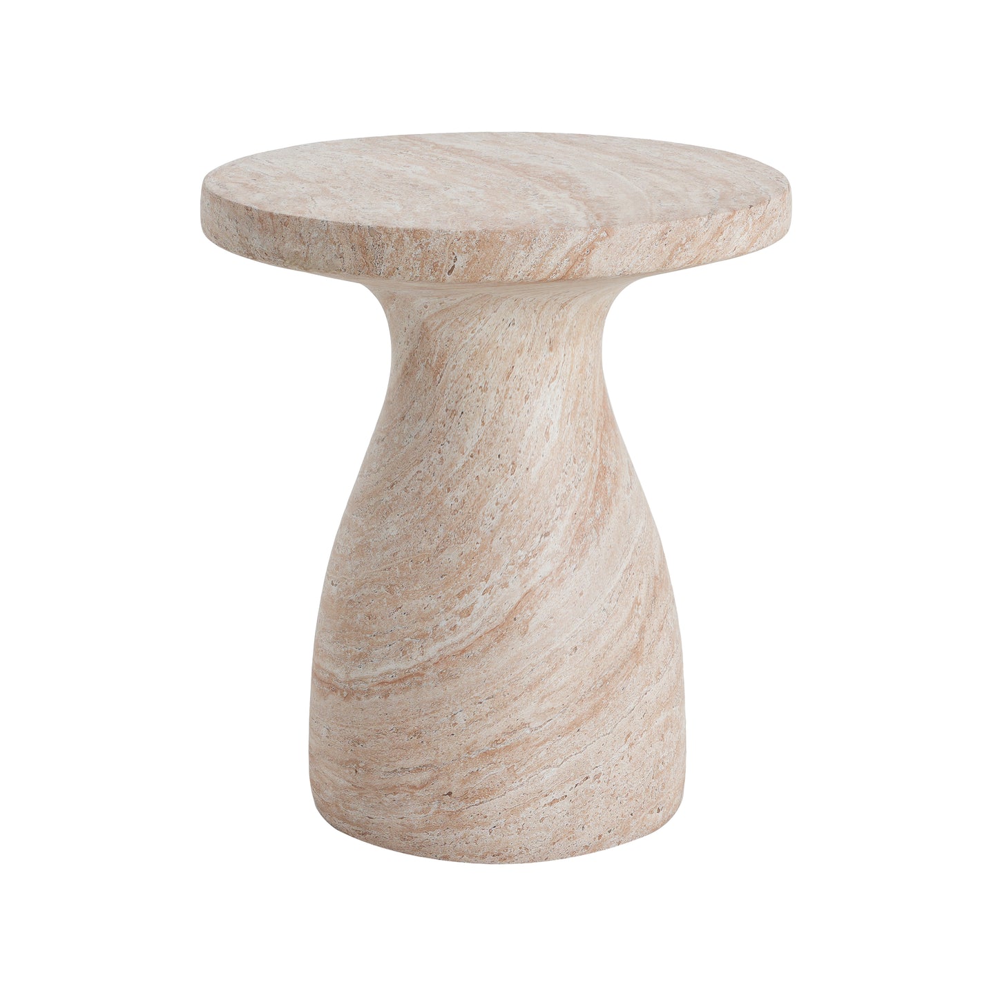Beige Concrete Side Table - Outdoor Patio Table