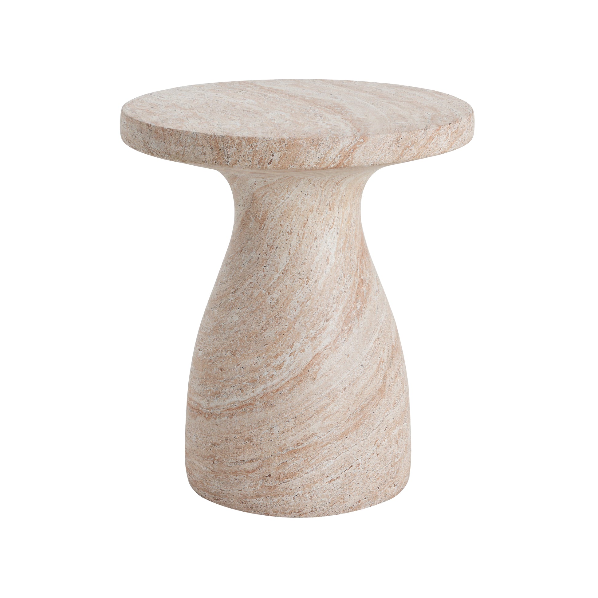 Beige Concrete Side Table - Outdoor Patio Table