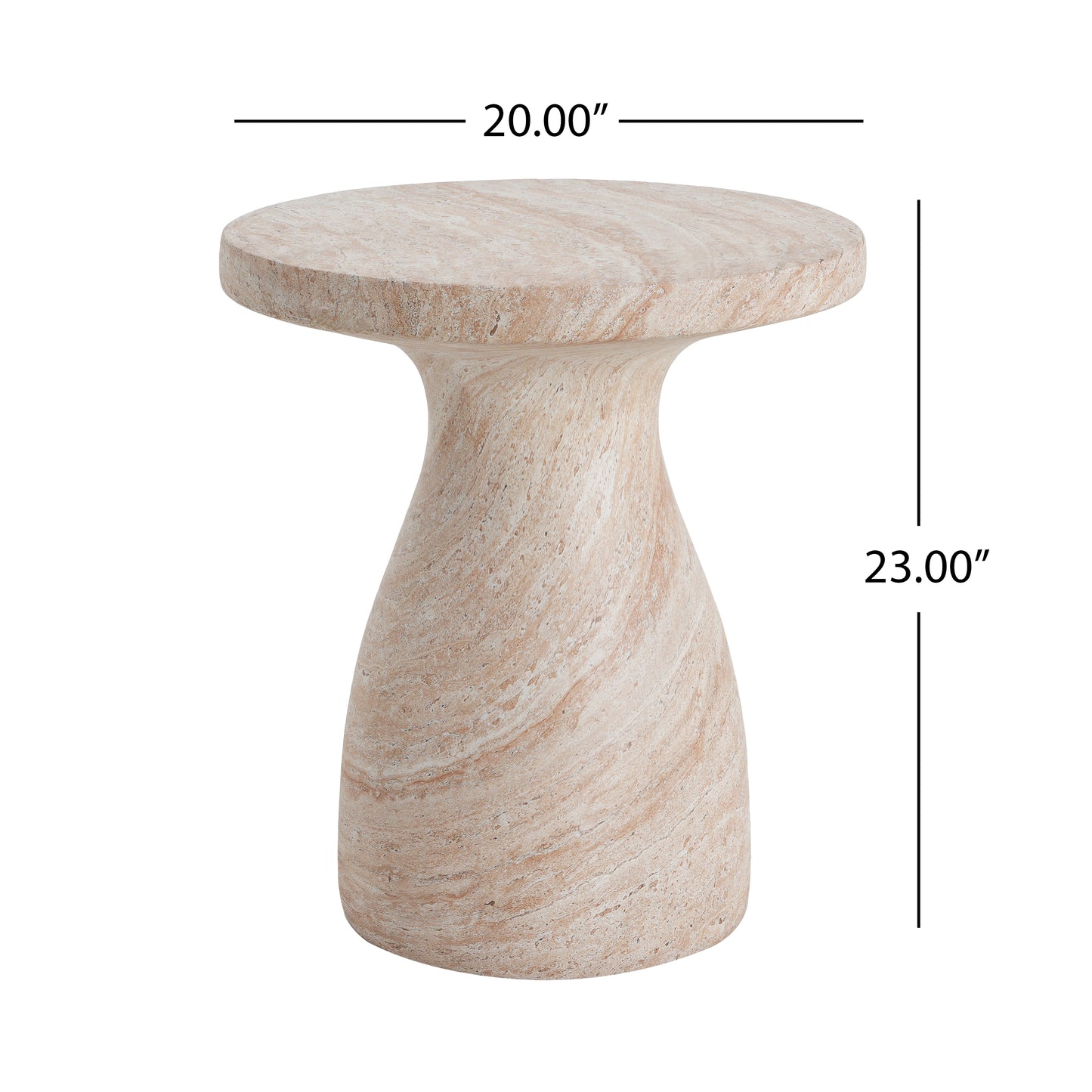 Beige Concrete Side Table - Outdoor Patio Table