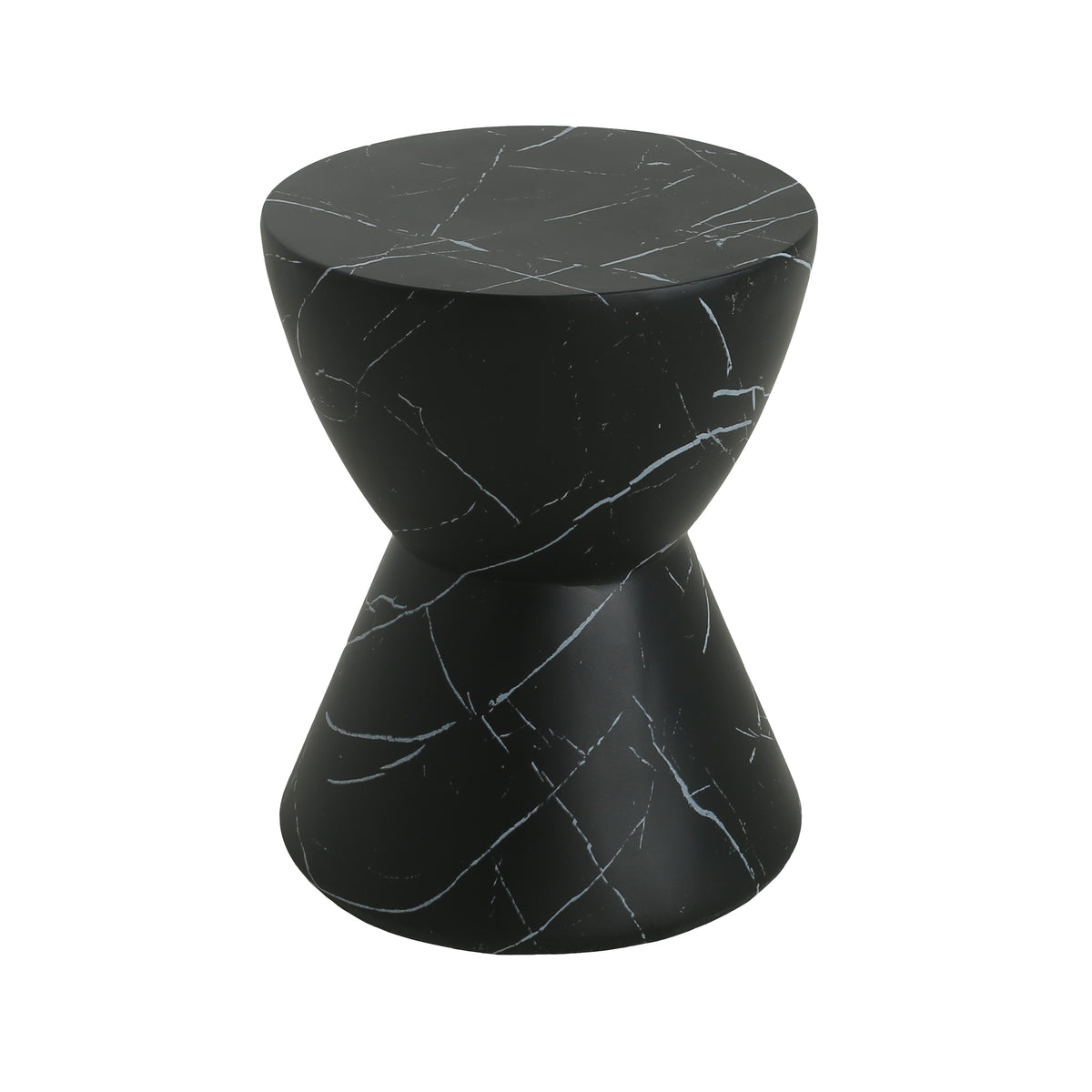 Black Concrete Hourglass Side Table - Outdoor Accent