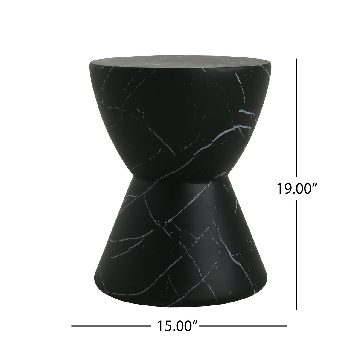 Black Concrete Hourglass Side Table - Outdoor Accent