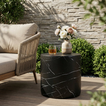 Black Concrete Side Table - Outdoor Patio Table