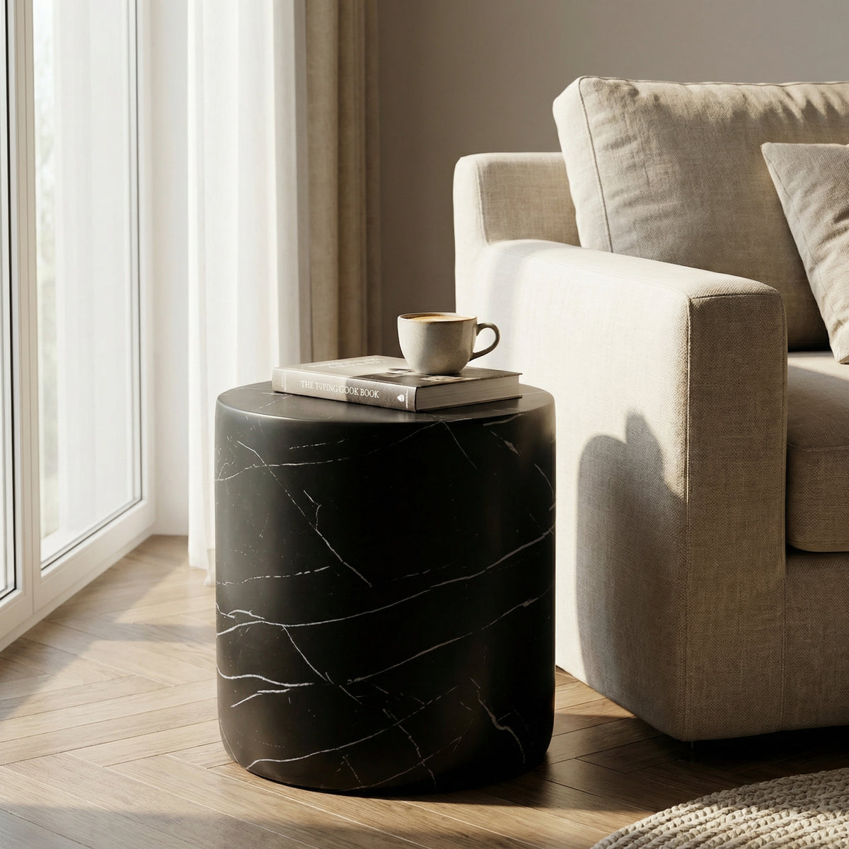Black Concrete Side Table - Outdoor Patio Table