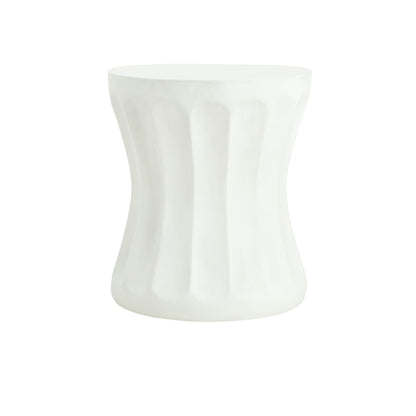 Antique White Concrete Side Table for Garden or Poolside Decor