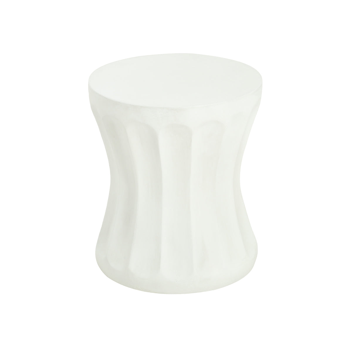 Antique White Concrete Side Table for Garden or Poolside Decor