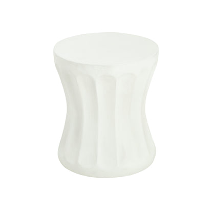 Antique White Concrete Side Table for Garden or Poolside Decor