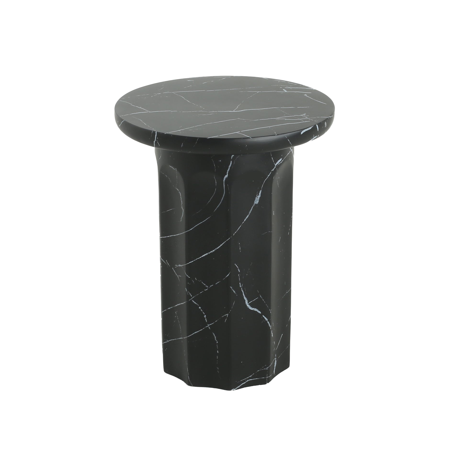 Black Marble Concrete Outdoor Side Table - Patio Accent