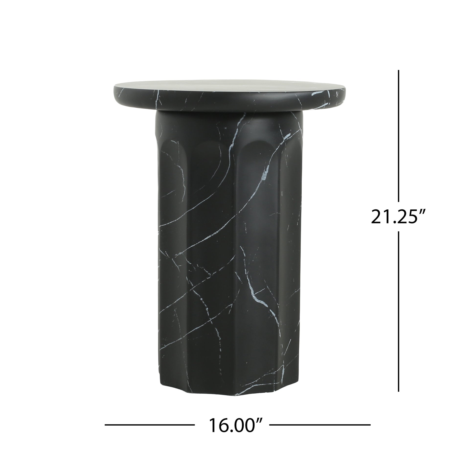 Black Marble Concrete Outdoor Side Table - Patio Accent