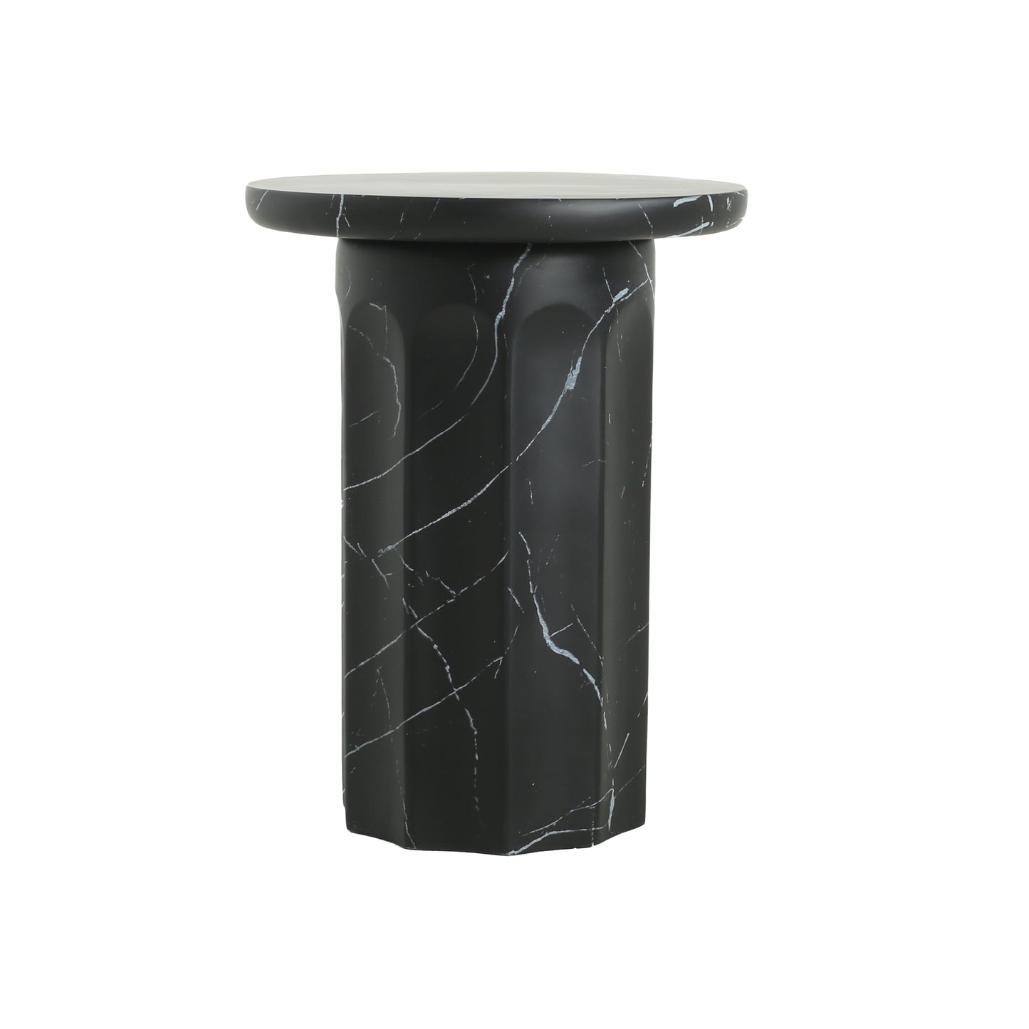 Black Marble Concrete Outdoor Side Table - Patio Accent