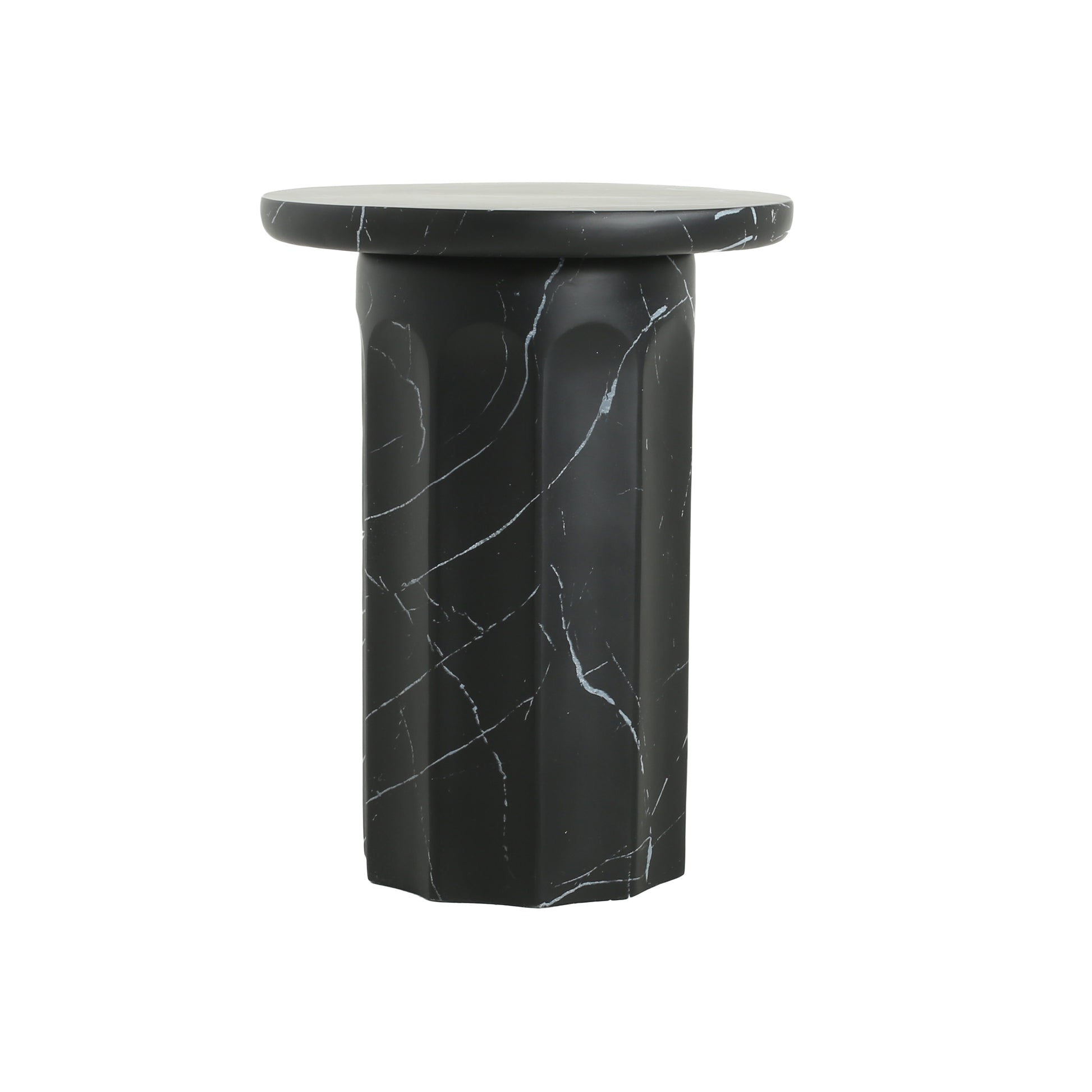 Black Marble Concrete Outdoor Side Table - Patio Accent