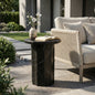 Outdoor Lightweight Concrete Black Marble Effect Side Table,Living Room Mgo End Table