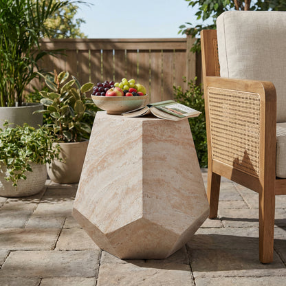 Lightweight Concrete Hexagonal Side Table for Outdoor Patio Decor