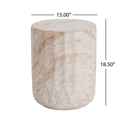 Beige Concrete Side Table for Poolside and Garden Accent