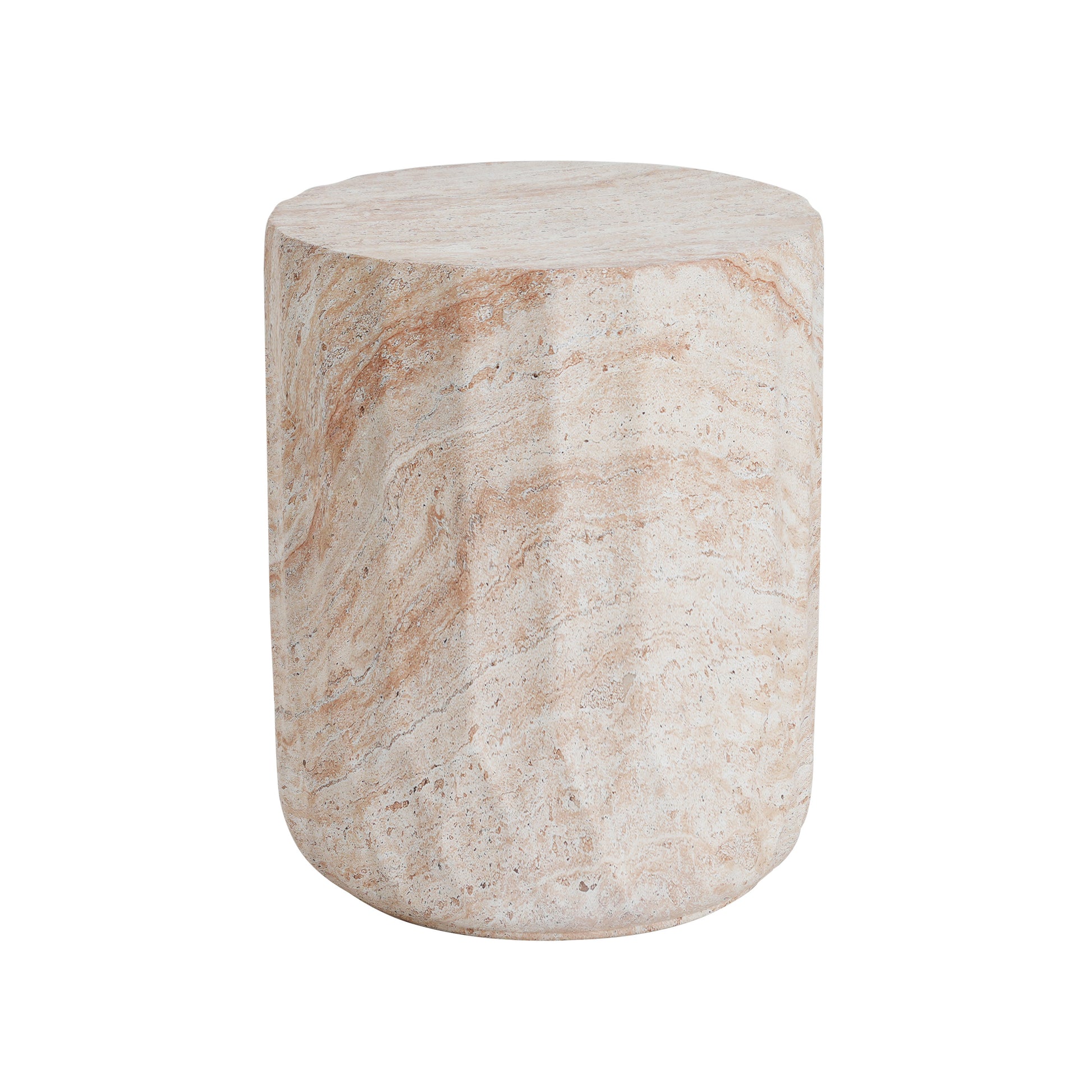 Beige Concrete Side Table for Poolside and Garden Accent