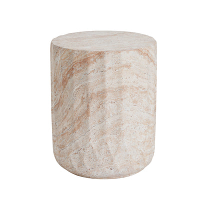 Beige Concrete Side Table for Poolside and Garden Accent