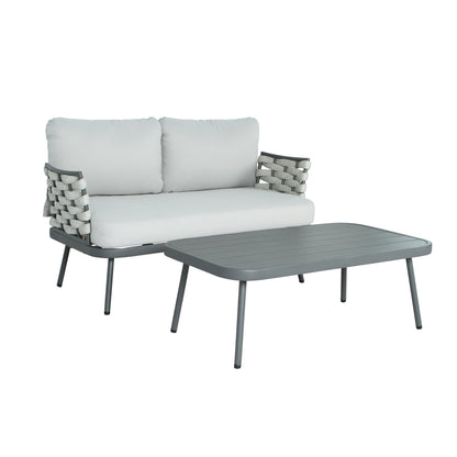 Mariano Steel Loveseat and Table, Grey