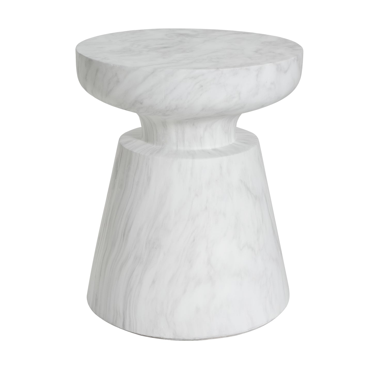 White Concrete Outdoor Side Table - 18 Inch