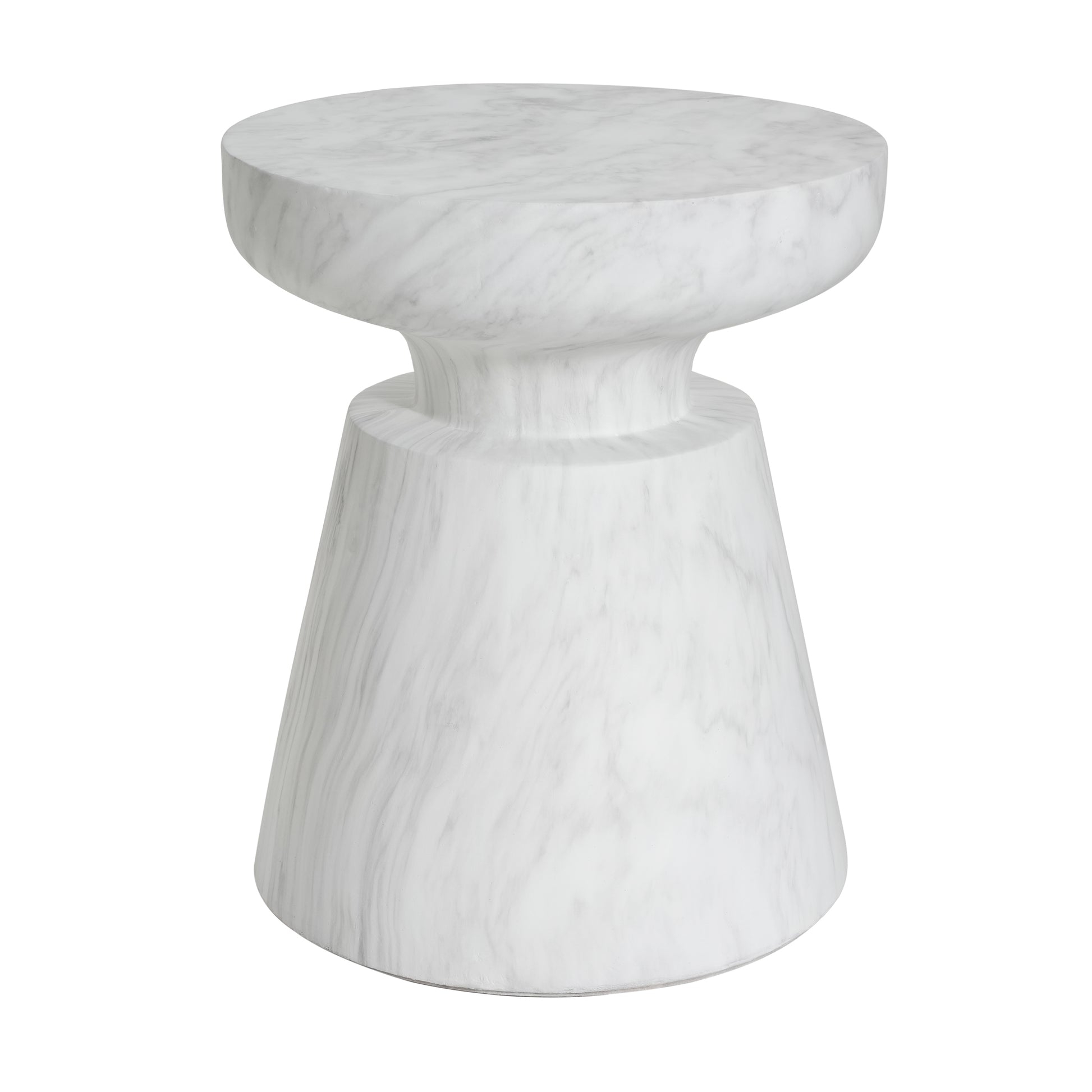 White Concrete Outdoor Side Table - 18 Inch