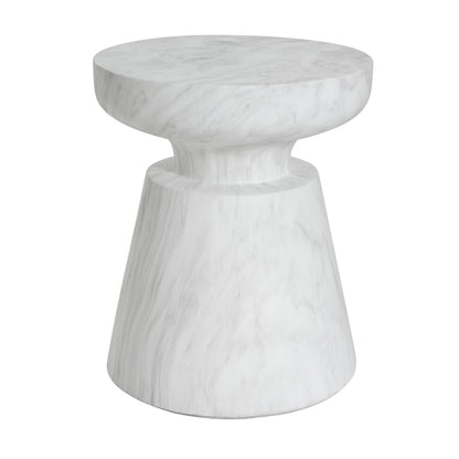 White Concrete Outdoor Side Table - 18 Inch