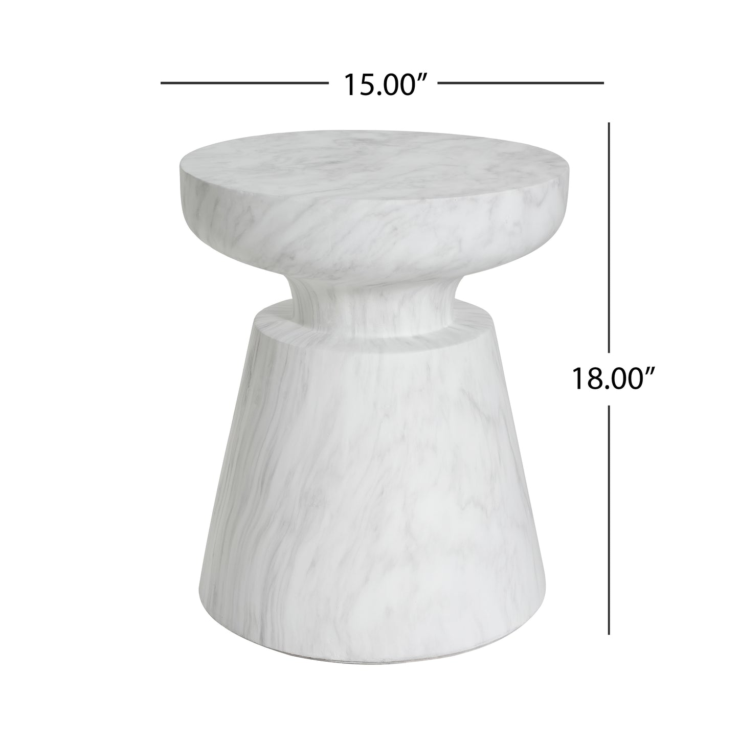 White Concrete Outdoor Side Table - 18 Inch