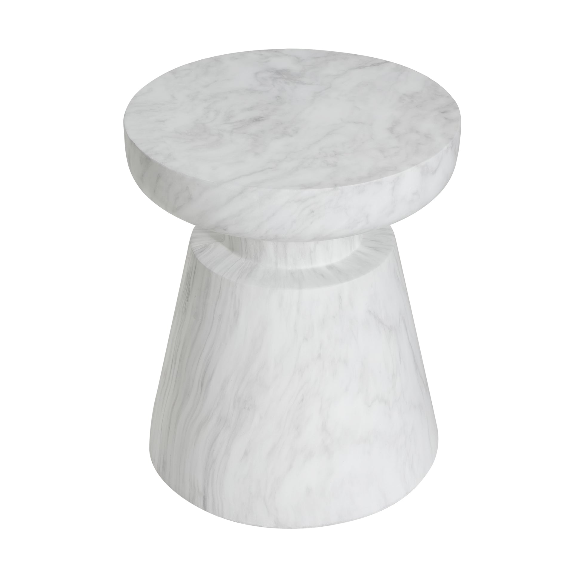 White Concrete Outdoor Side Table - 18 Inch