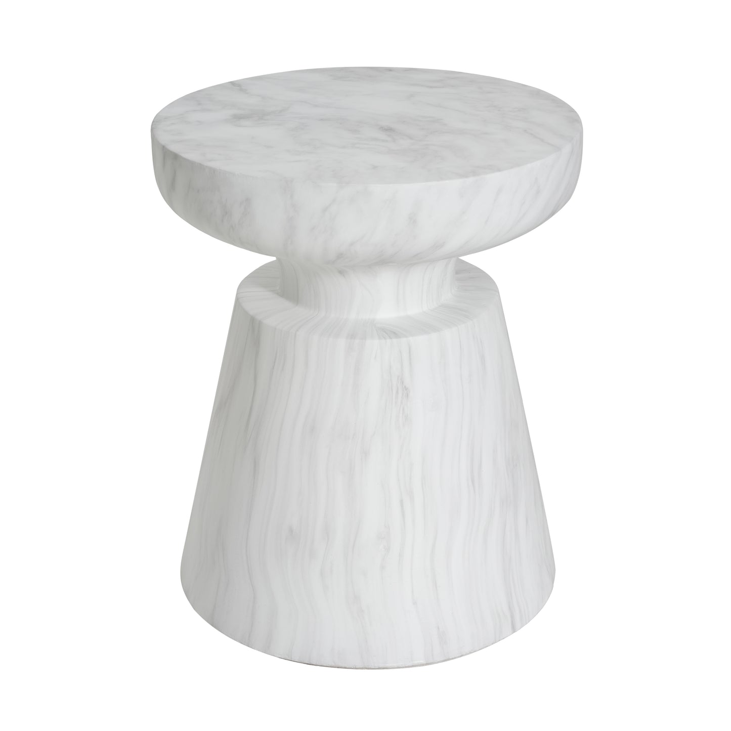 White Concrete Outdoor Side Table - 18 Inch