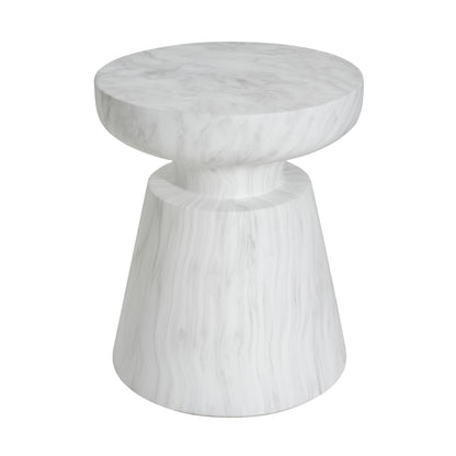 White Concrete Outdoor Side Table - 18 Inch