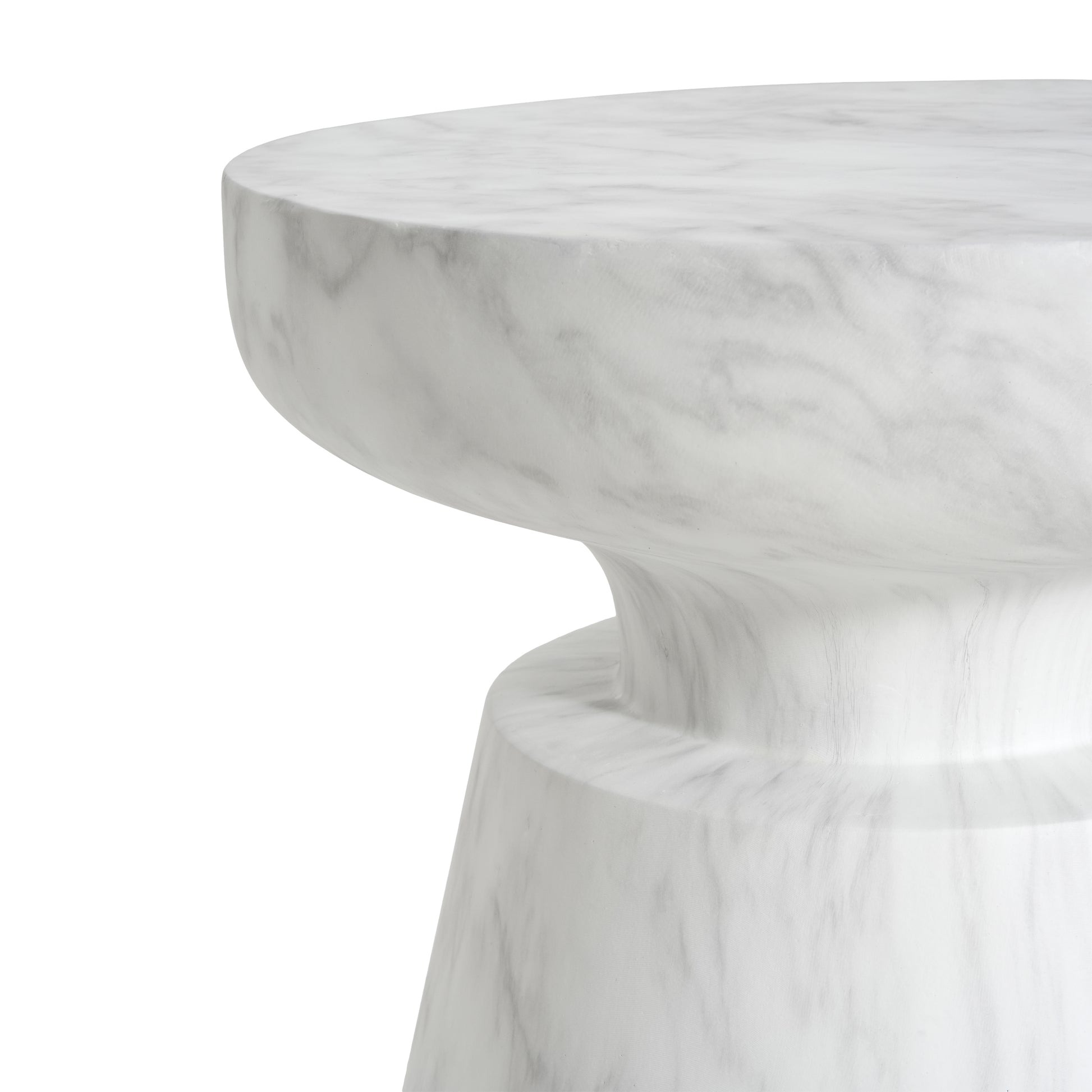 White Concrete Outdoor Side Table - 18 Inch