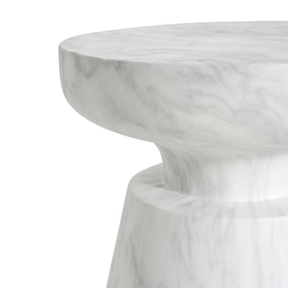 White Concrete Outdoor Side Table - 18 Inch