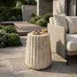 Outdoor Cleme Carved Side Table, Gold End Table