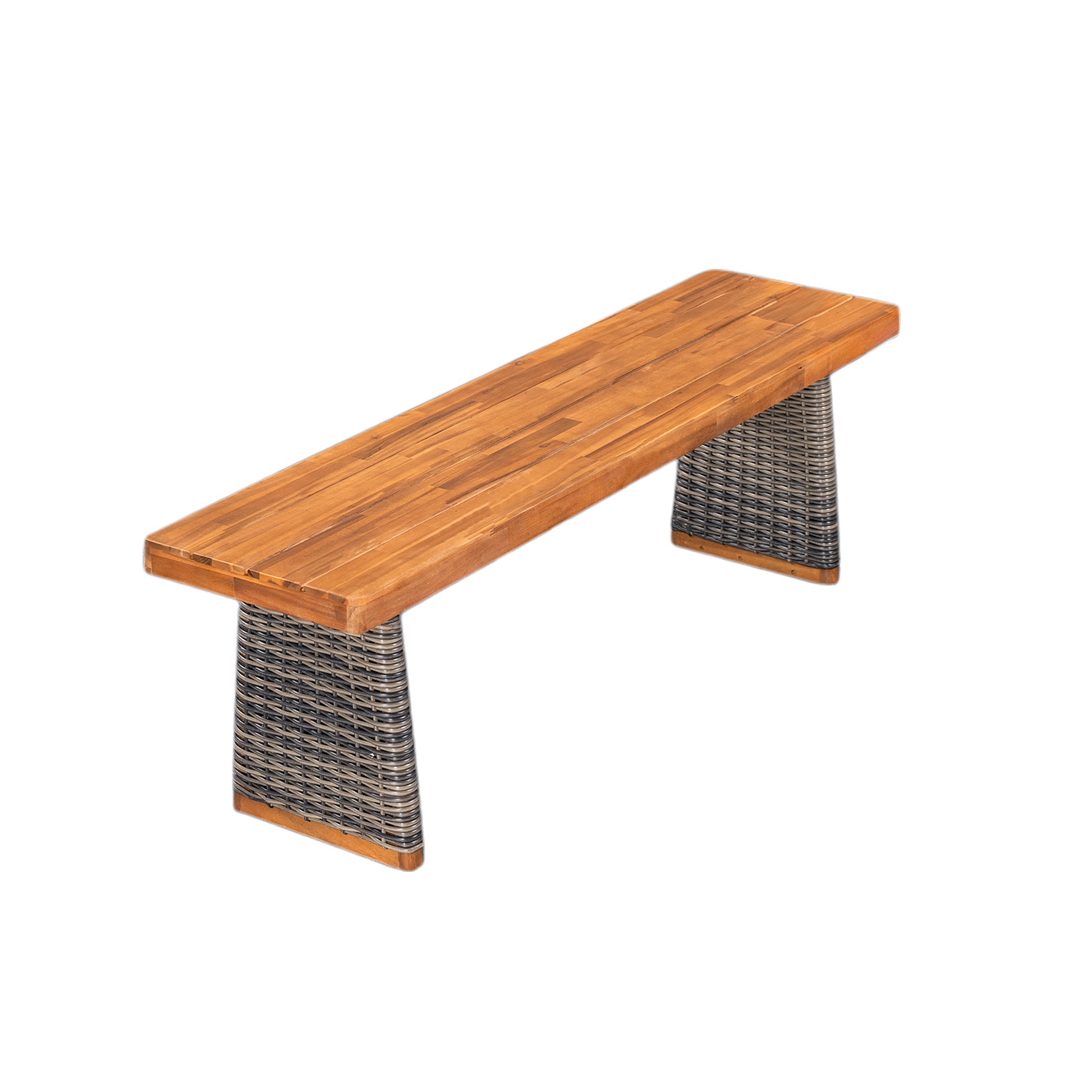 Acacia Wood Garden Bench with Teak Finish for Outdoor Dining