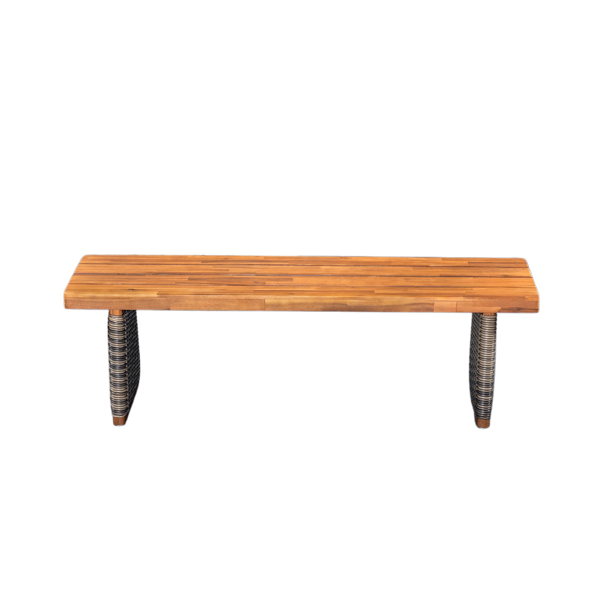 Acacia Wood Garden Bench with Teak Finish for Outdoor Dining