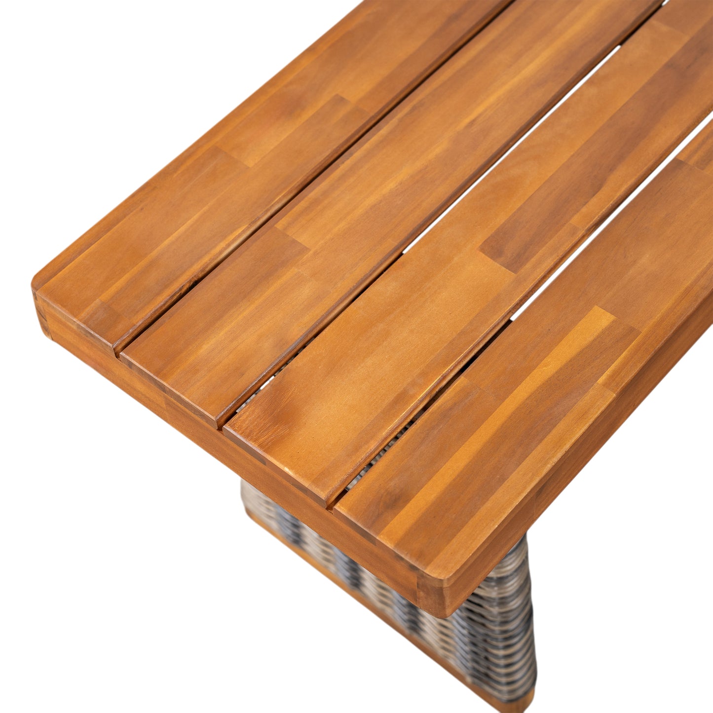 Acacia Wood Garden Bench with Teak Finish for Outdoor Dining