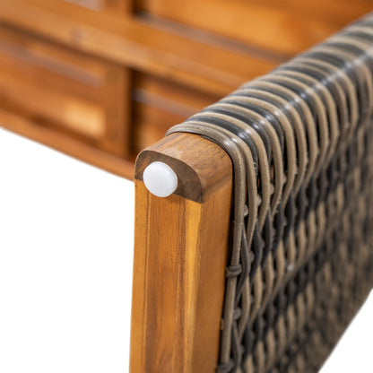Acacia Wood Garden Bench with Teak Finish for Outdoor Dining