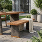 Outdoor 1pcs Acacia Wood Bench,Teak Finish+ Grey Wicker