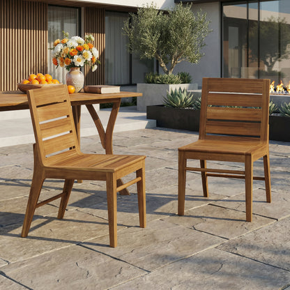 Teak Acacia Wood Patio Chairs (Set of 2) - Weather-Resistant Outdoor Seating
