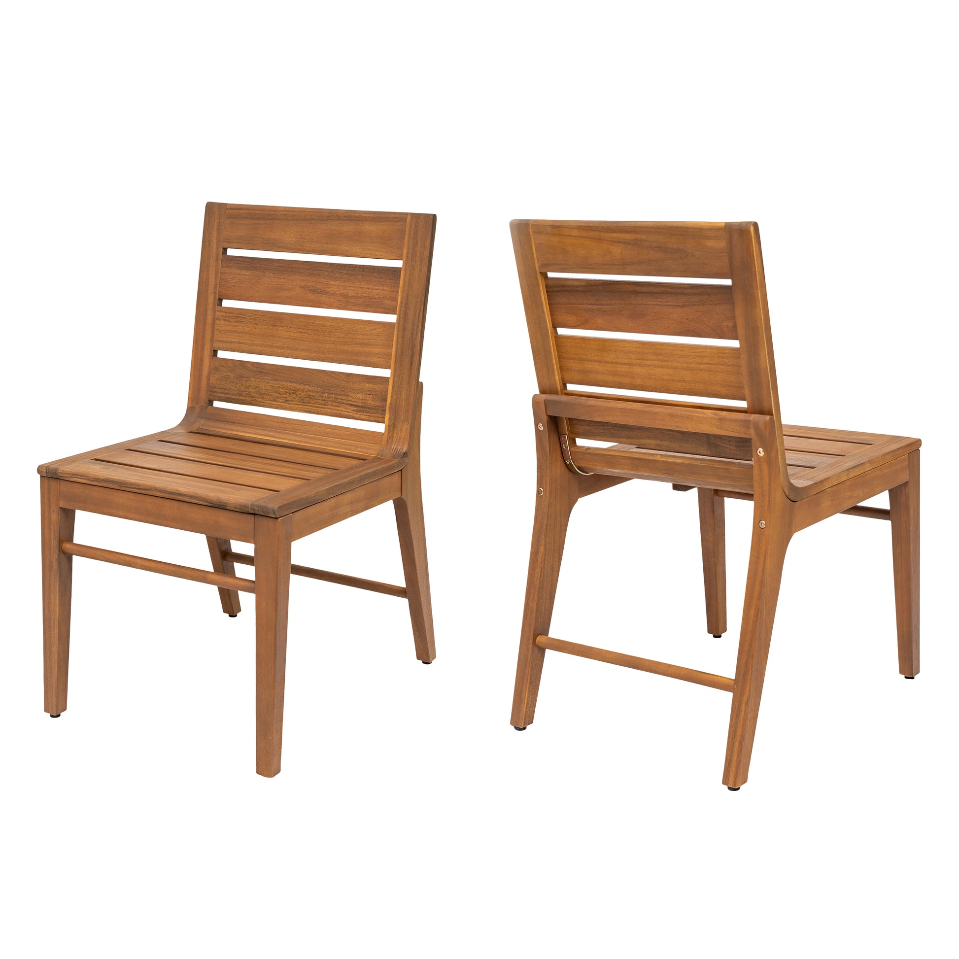 Teak Acacia Wood Patio Chairs (Set of 2) - Weather-Resistant Outdoor Seating