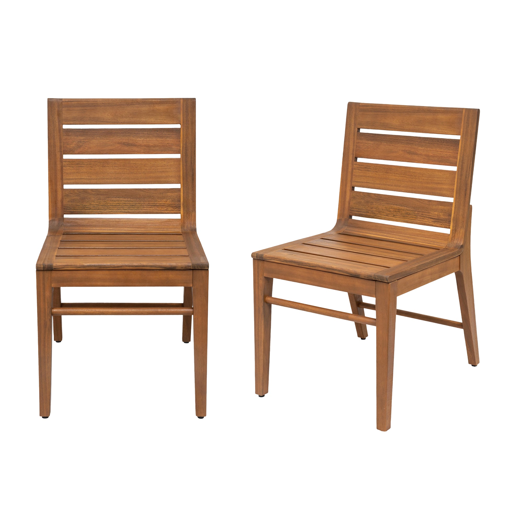 Teak Acacia Wood Patio Chairs (Set of 2) - Weather-Resistant Outdoor Seating