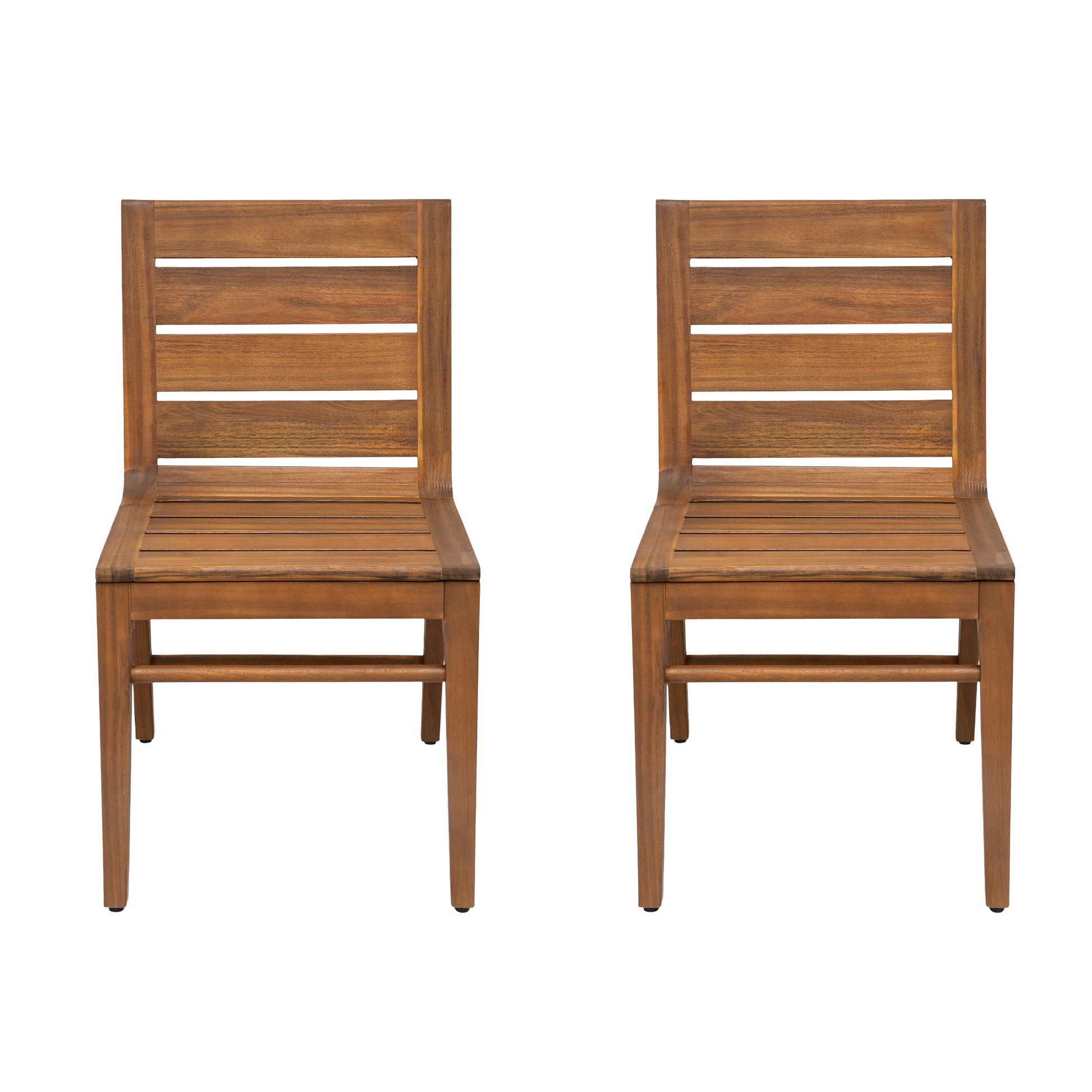 Teak Acacia Wood Patio Chairs (Set of 2) - Weather-Resistant Outdoor Seating