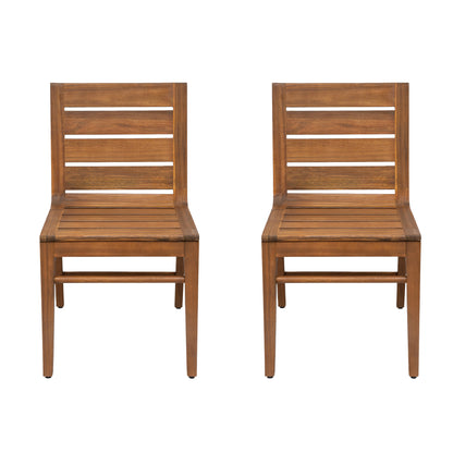 Teak Acacia Wood Patio Chairs (Set of 2) - Weather-Resistant Outdoor Seating